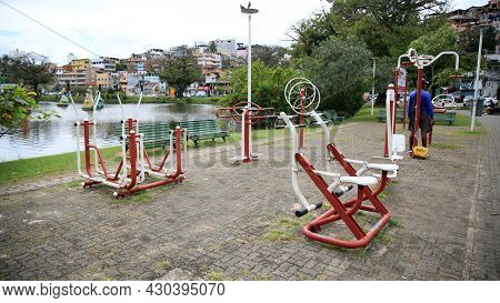 Open-air Gym Equipment Are Seen On The Dique De Itororo