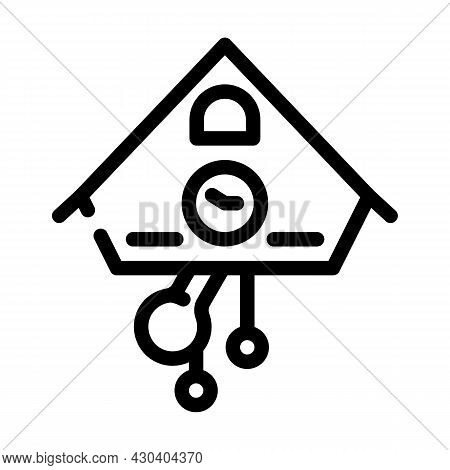 Cuckoo Clock Line Icon Vector. Cuckoo Clock Sign. Isolated Contour Symbol Black Illustration