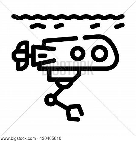 Underwater Robot Line Icon Vector. Underwater Robot Sign. Isolated Contour Symbol Black Illustration
