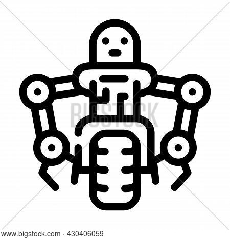 Moto Robot Transport Line Icon Vector. Moto Robot Transport Sign. Isolated Contour Symbol Black Illu