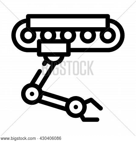 Robotic Hand On Rail Line Icon Vector. Robotic Hand On Rail Sign. Isolated Contour Symbol Black Illu