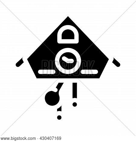 Cuckoo Clock Glyph Icon Vector. Cuckoo Clock Sign. Isolated Contour Symbol Black Illustration
