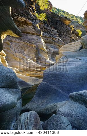 Tas Yaran Valley In Usak Turkey. Natural Rock Formations Created By The Flowing Water