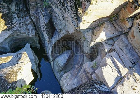 Tas Yaran Valley In Usak Turkey. Natural Rock Formations Created By The Flowing Water
