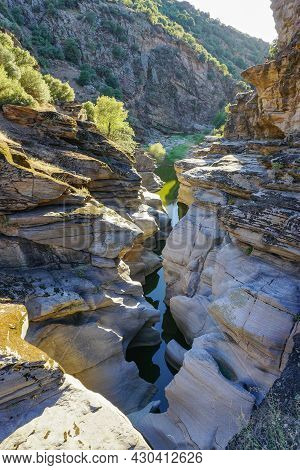 Tas Yaran Valley In Usak Turkey. Natural Rock Formations Created By The Flowing Water