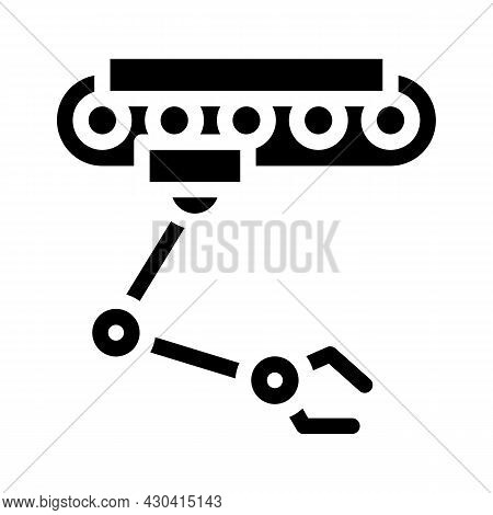Robotic Hand On Rail Glyph Icon Vector. Robotic Hand On Rail Sign. Isolated Contour Symbol Black Ill