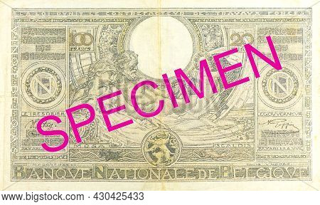 A Single Historic 100 Belgian Franc Note (1942) Reverse