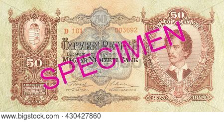 Single Historic 50 Hungarian Pengo Banknote (1932) Obverse Specimen