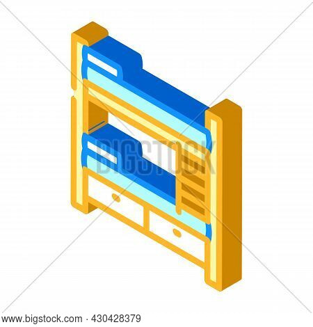 Multilevel Bed Furniture Isometric Icon Vector. Multilevel Bed Furniture Sign. Isolated Symbol Illus