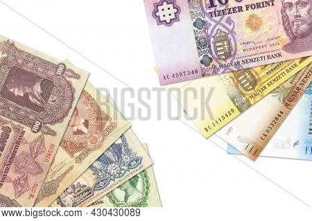 Some Historic Hungarian Pengo And New Forint Banknotes With Copy Space