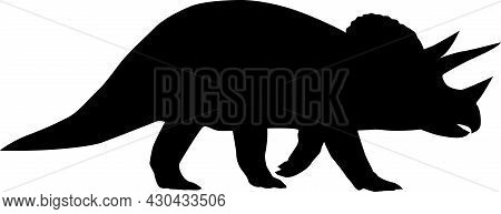 The Silhouette Of A Large Dinosaur With Horns On Its Head.