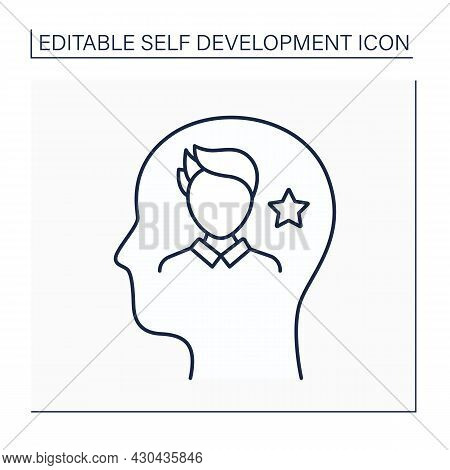 Self-image Line Icon. Personal View Or Mental Picture About Himself. Self-development Concept. Isola