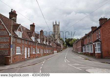 Views Of Marlborough Street With St Mary's Church In Andover, Hampshire In The Uk, Taken 26th May 20