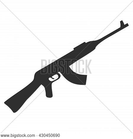 Kalashnikov Gun Icon With Flat Style. Isolated Vector Kalashnikov Gun Icon Image On A White Backgrou