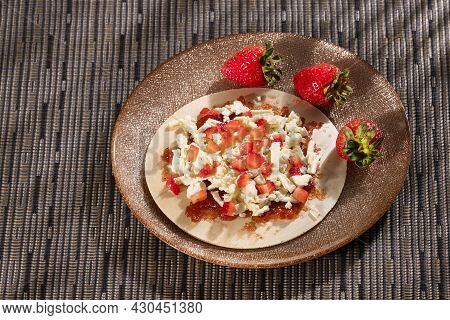 Wafers With Sweet And Chopped Fruit - Traditional Colombian Dessert