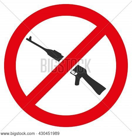 Forbid Kalashnikov Weapon Icon With Flat Style. Isolated Raster Forbid Kalashnikov Weapon Icon Image