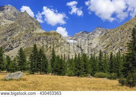 Summer 2019 Image Of The Southern Part Of The Galcier Blanc (2542m) Located In The Ecrins Massif In 