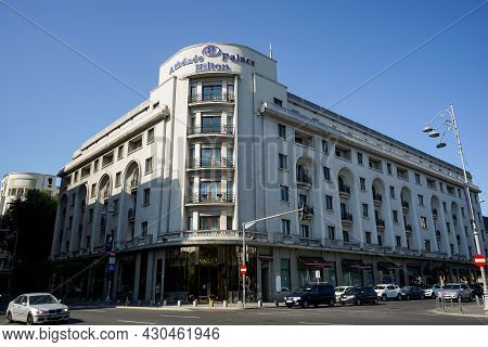 Bucharest, Romania - August 17, 2021: Athenee Palace Hilton Bucharest Hotel, In Bucharest, Romania.