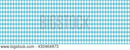 Texture With Blue And White Rhombus. Seamless Banner For Bayern Fabric. Vector Oktoberfest Bavarian 