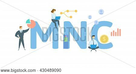 Mnc, Multi-national Corporation. Concept With Keyword, People And Icons. Flat Vector Illustration. I