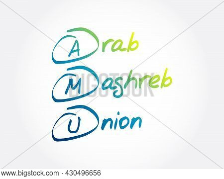 Amu - Arab Maghreb Union Acronym, Business Concept Background
