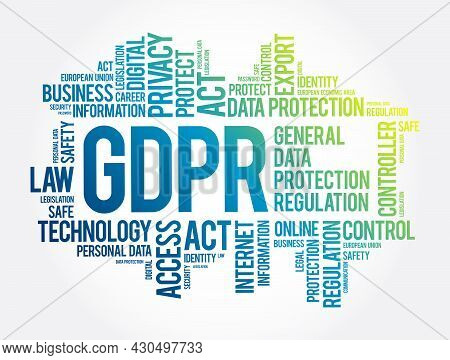 Gdpr - General Data Protection Regulation Word Cloud Collage, Technology Concept Background
