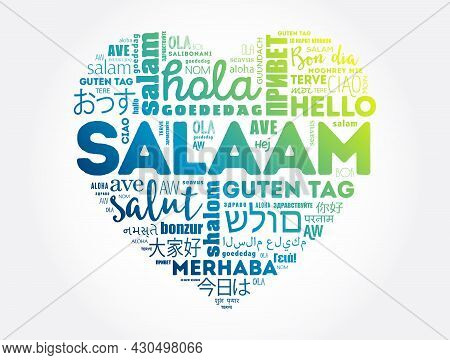 Salaam (hello Greeting In Persian,farsi) Love Heart Word Cloud In Different Languages Of The World