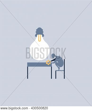 Working Man. Vector Composition In Flat Style
