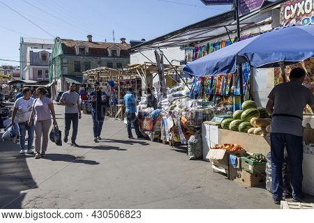 Saint Petersburg, Russia - 9 August 2021, Apraksin Dvor Market. Turkish, Chinese Wedding Dresses, Ba