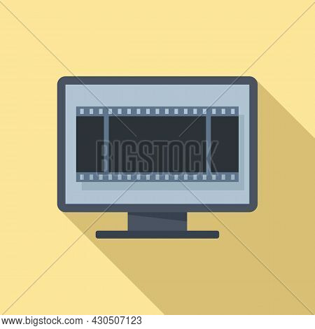 Fast Video Edit Icon Flat Vector. Cinema Film. Send Recorder