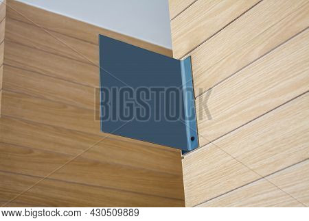 Blank Steel Gray Color Store Signboard Close Up