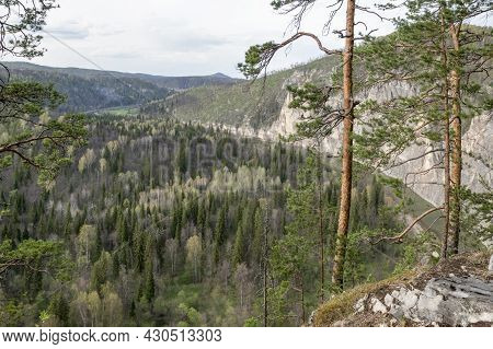 Panoramic View Of The Zilim River Among The Ural Mountains, Bashkortostan