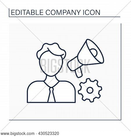 Manager Line Icon. Person Responsible For Controlling, Administering An Organization Or Group Of Sta