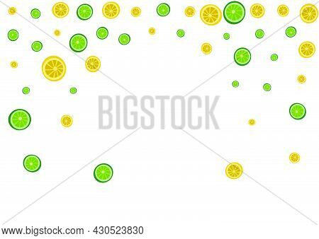 Juicy Fruit Background White Vector. Lemon Ingredient Illustration. Bright Nature Lime. Yellow Vitam