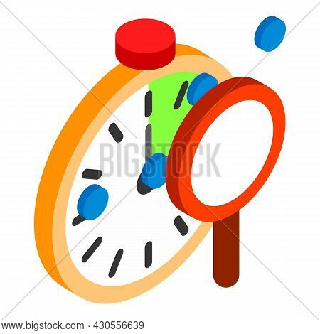 Search Optimization Icon Isometric Vector. Classic Stopwatch Timer And Magnifier. Search Engine Opti