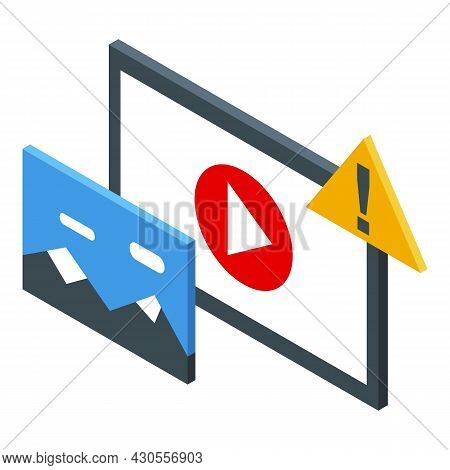 Anonymous Video Play Icon Isometric Vector. User Character. Video Anonymity