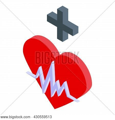 Heartrate Money Support Icon Isometric Vector. Financial Help. Capital Pay