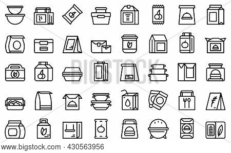 Snack Pack Icons Set Outline Vector. Candy Bag. Nut Package