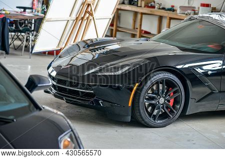 Nurburg, Germany - August 20, 2015. Garage Of Racing Rental Training Sports Cars. Road To Race Track