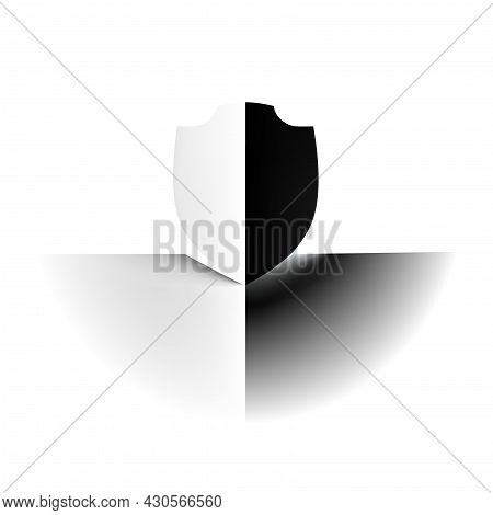 Abstract Minimal Contrast Shield White And Black Concept Light Pale Safety. Delicate Nuance Of Muted