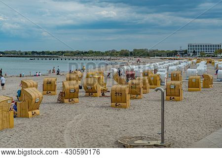 Famous Travemunde Beach At The Baltic Sea - Lubeck, Germany - May 10, 2021