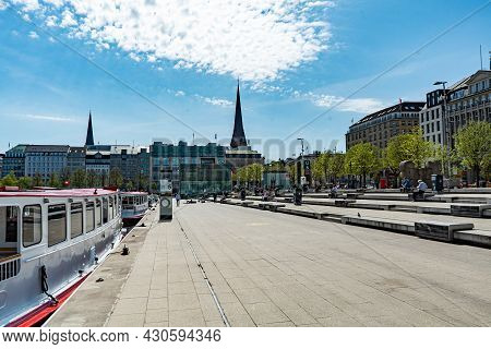 Famous Jungfernstieg District In Hamburg - Hamburg, Germany - May 10, 2021