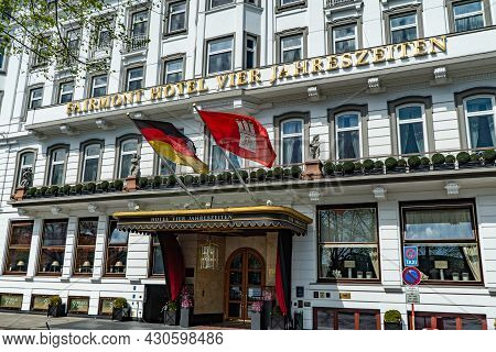 Famous Hotel Four Seasons Hotel In Hamburg Called Vier Jahreszeiten - Hamburg, Germany - May 10, 202