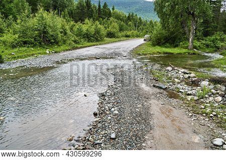 Vacation Roadtrip Landscape. Russian Altai Mountains. Multa Region. Holiday At Home. Staycation Conc