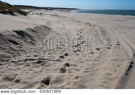 View On Wide White Sandy North Sea Beach In Renesse, Zeeland, Netherlands