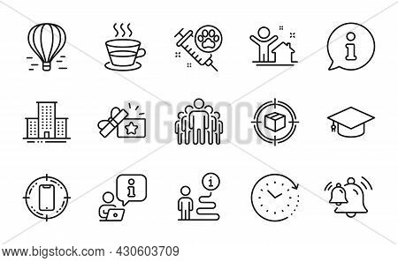 Business Icons Set. Included Icon As Graduation Cap, Time Change, Loyalty Gift Signs. Coffee Cup, Pa