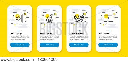 Vector Set Of Brand Ambassador, Laureate Award And Exit Line Icons Set. Ui Phone App Screens With Li