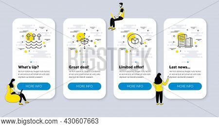 Vector Set Of Industrial Icons Related To Return Package, Evaporation And Parcel Delivery Icons. Ui 