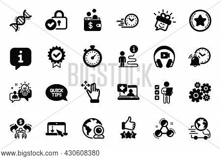 Vector Set Of Technology Icons Related To Smile, Chemistry Dna And Voting Ballot Icons. Loyalty Star