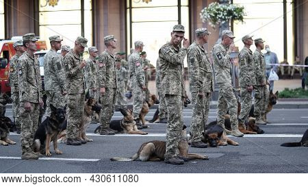 Rehearsal Of Military Parade,formation Of Troops On Occasion Of Declaration Of Independence Of Ukrai
